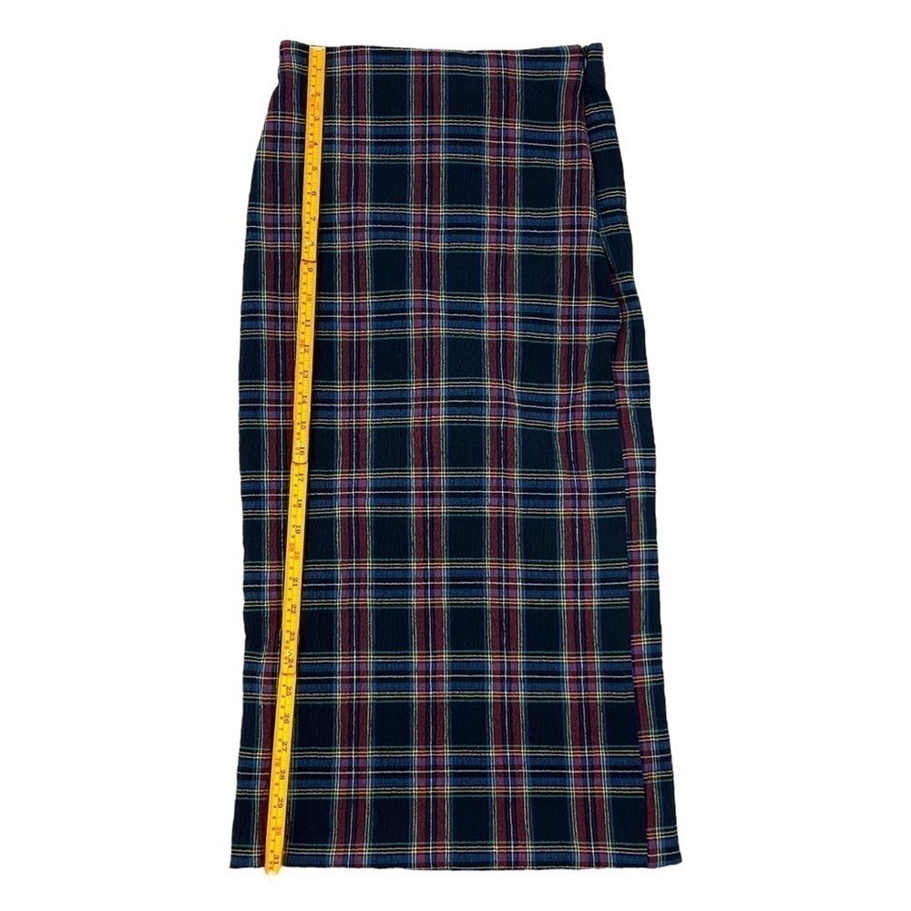 Zara Navy Blue Plaid Midi Skirt Extra Small - Picture 7 of 13
